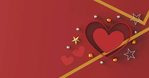 Счастливого Дня Святого Валентина Коробка Подарка Форме Сердца Красном Фоне — стоковое фото
