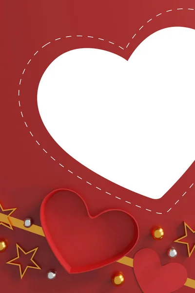 Щасливий День Валентина Концепції Подарункова Коробка Формі Серця Червоному Тлі — стокове фото