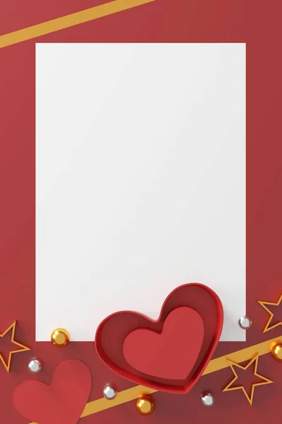 발렌타인데이 컨셉트 모양의 상자가 배경에 있습니다 텍스트를 위에서 — 스톡 사진