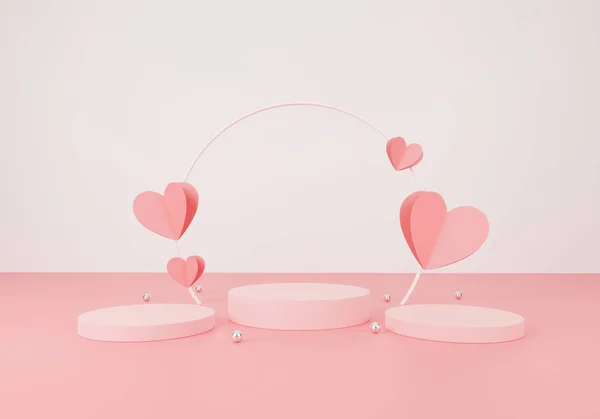 Heureux Concept Saint Valentin Scène Minimale Avec Des Formes Géométriques — Photo