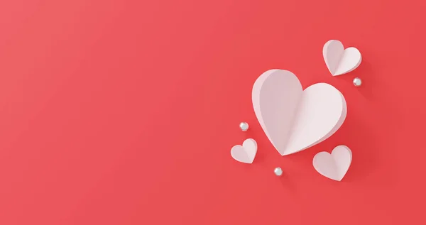 Concepto Del Día San Valentín Feliz Corazón Papel Bola Plata —  Fotos de Stock
