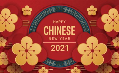 Mutlu Çin Yeni Yılı 2021 afiş tasarımı. vektör illüstrasyonu