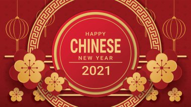 Mutlu Çin Yeni Yılı 2021 afiş tasarımı. vektör illüstrasyonu