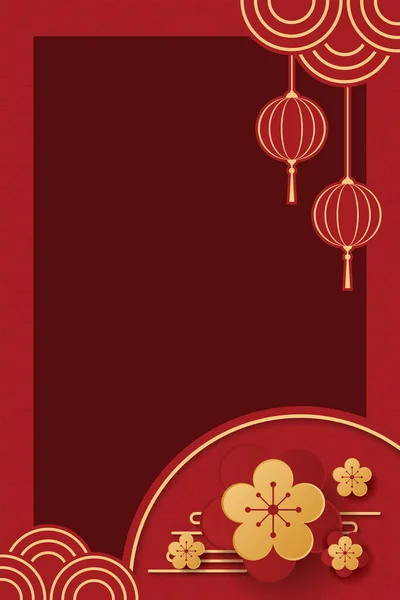 Ευτυχισμένο Νέο Έτος Κινέζικο Πλαίσιο Διανυσματικό Σχεδιασμό — Διανυσματικό Αρχείο