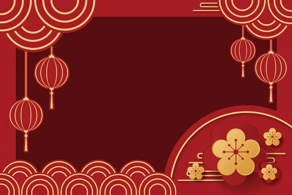 新年快乐的概念 中文相框矢量设计 — 图库矢量图片