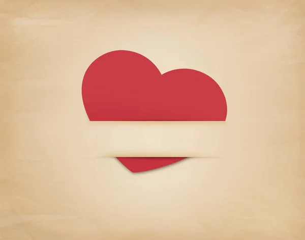 ハッピーバレンタインの日のコンセプト 古い茶色の紙の背景に赤いハート グリーティング カード ポスター バナーなどを作成するためのモックアップとテンプレート — ストック写真