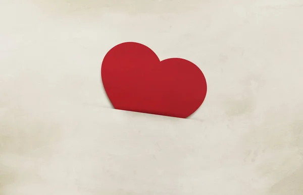 Heureux Concept Saint Valentin Coeur Rouge Sur Fond Vieux Papier — Photo