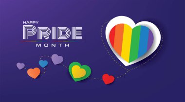 Mutlu gurur ayı pankartı tasarımı. LGBTQ kutluyor. vektör illüstrasyonu