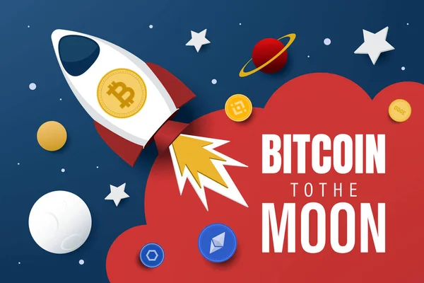 Bitcoin Moon Cryptocurrency Concept Vector Illustration — Stock Vector