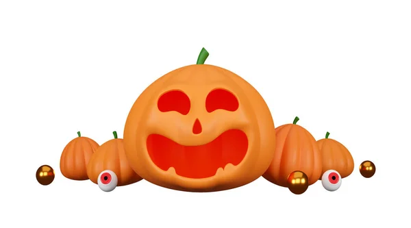 Halloween Pumpkins White Background Greeting Card Banner Poster Blog Article — Stock Photo, Image