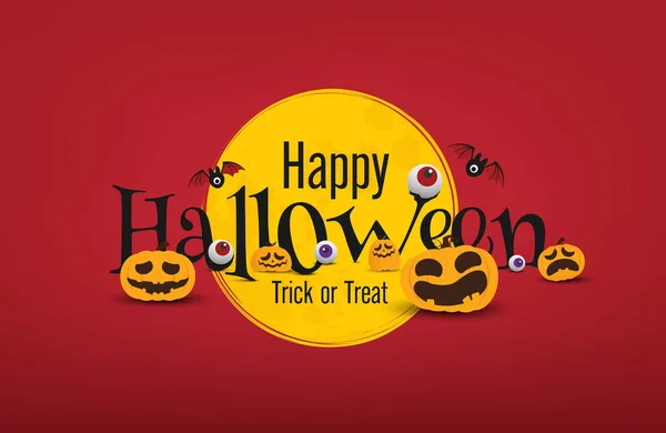 Halloween Banner Vector Ontwerp Halloween Pompoenen Donkere Achtergrond Voor Wenskaart — Stockvector