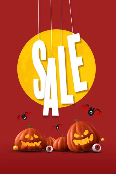 Halloween Försäljning Banner Design Halloween Pumpor Och Försäljning Tag Röd — Stockfoto