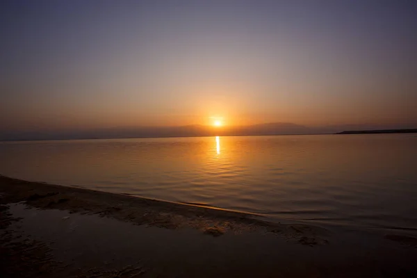 Mar Muerto Costo Israel Durante Puesta Del Sol — Foto de Stock