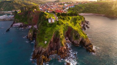 Cabo de San Agustn Deniz Feneri Asturias, İspanya Hava Görüntüsü