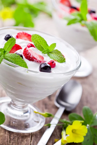 Verfrissende Fruit yoghurt — Stockfoto