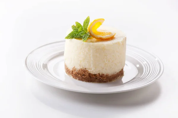 Σπιτικό Cheesecake Βιολογικές Φέτες Πορτοκαλιού — Φωτογραφία Αρχείου