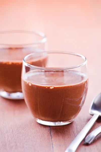 Small Cups Of Chocolate Mousse — Stock Photo, Image