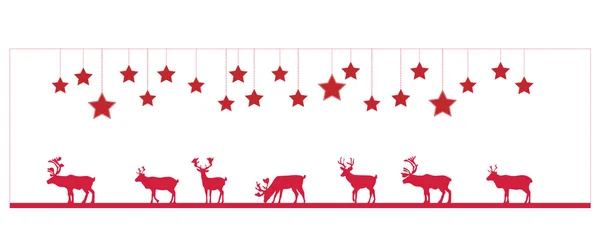 Renos y estrellas de Navidad — Vector de stock