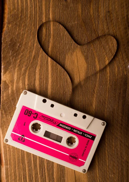 Audio cassette tape in the shape of heart — Stock Photo, Image