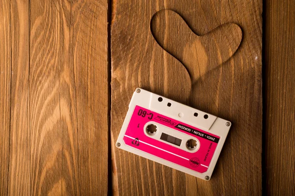 Audio cassette tape in the shape of heart — Stock Photo, Image