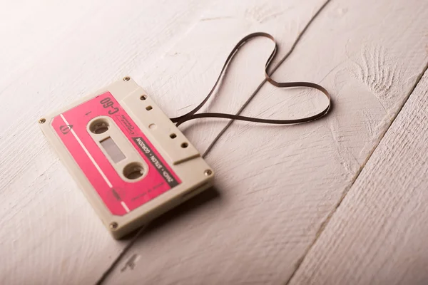 Audio cassette tape in the shape of heart — Stock Photo, Image