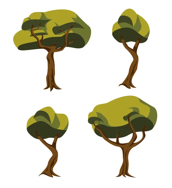 Ensemble d'illustrations d'arbres — Image vectorielle