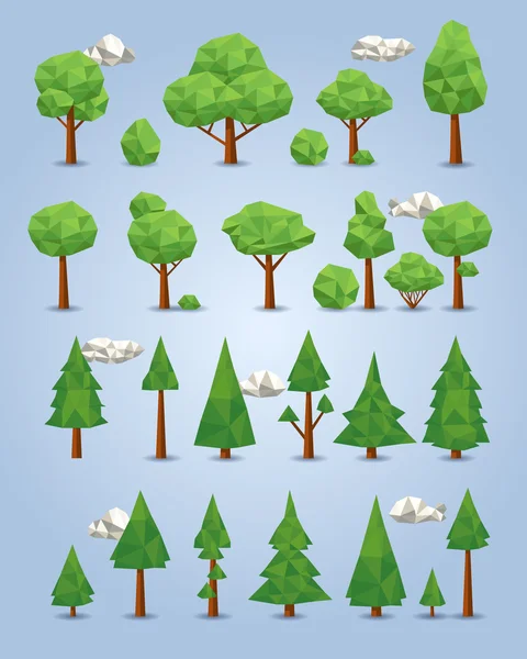 Collection of polygonal trees — Stock Vector