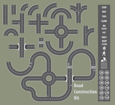 Road construction kit clipart