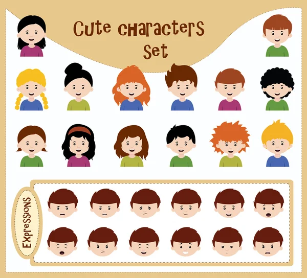 Collection of cute avatars — Stock Vector