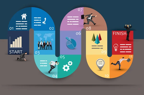 Design grafico creativo diagramma aziendale curvo — Vettoriale Stock