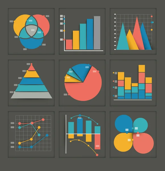 Conjunto de gráficos de negócios coloridos Vetores De Bancos De Imagens Sem Royalties