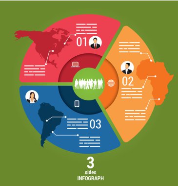Üç tarafı Infographic şablonu