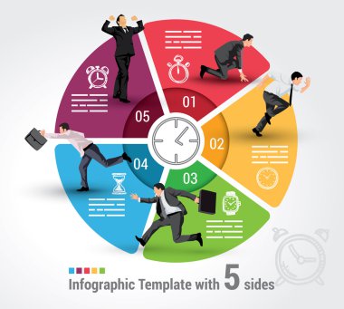 Beş taraf Infographic şablonu