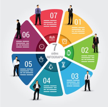 Yedi taraf Infographic şablonu