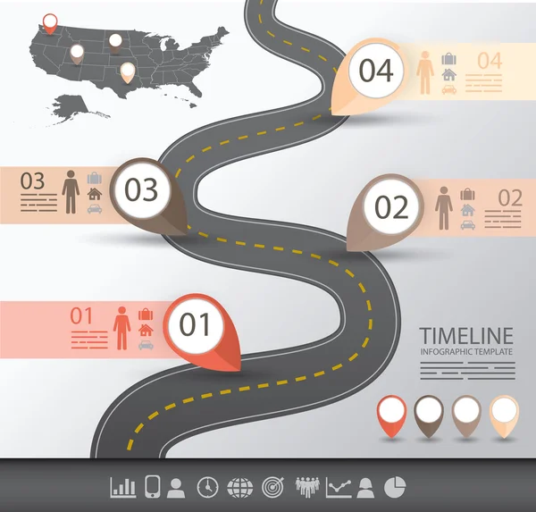 Modello di infografica della timeline — Vettoriale Stock