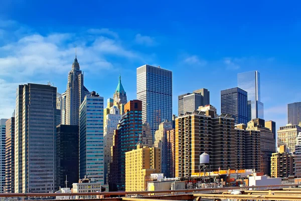 Vista aérea del horizonte de Manhattan al atardecer, Ciudad de Nueva York —  Fotos de Stock