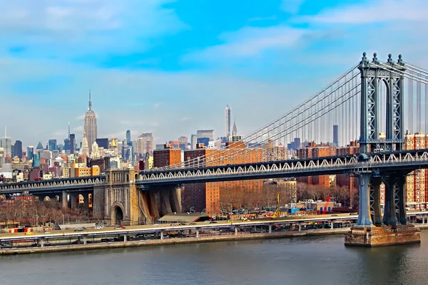 Brooklyn bridge and Manhattan, Nova Iorque — Fotografia de Stock