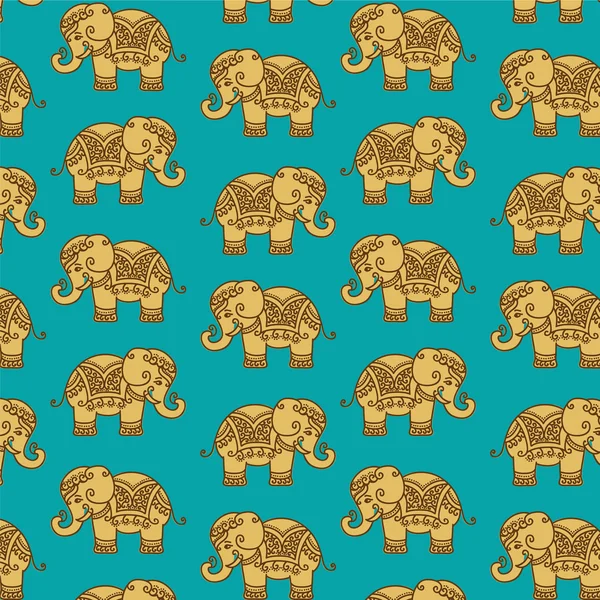 Patrón decorativo elefante indio — Vector de stock