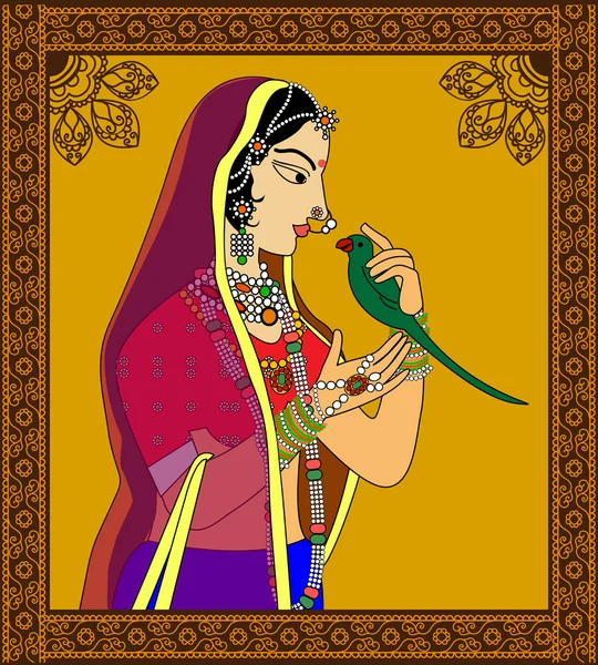 Reine indienne ou portrait de princesse — Image vectorielle