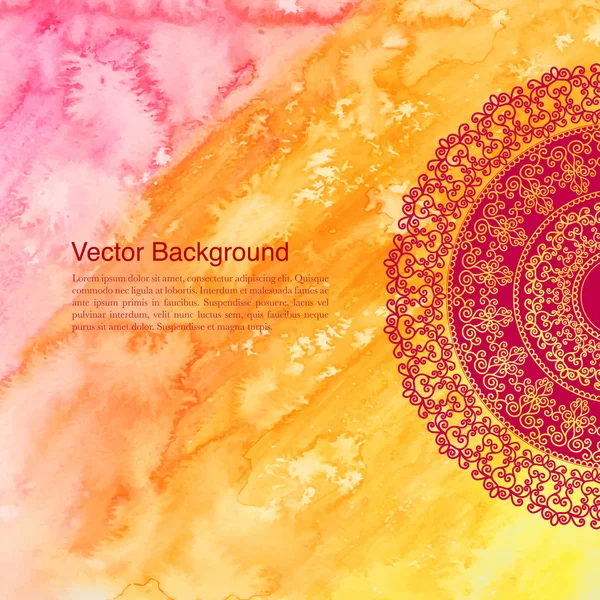 Colorato Design Henna Mandala Sfondo Festivo Glitter Bokeh — Vettoriale Stock