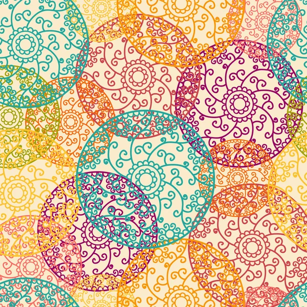 Diseño Colorido Henna Mandala Sobre Fondo Festivo Bokeh Brillo — Vector de stock