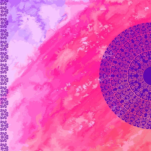 Colorful Henna Mandala Design Festive Glitter Bokeh Background — Stock Vector