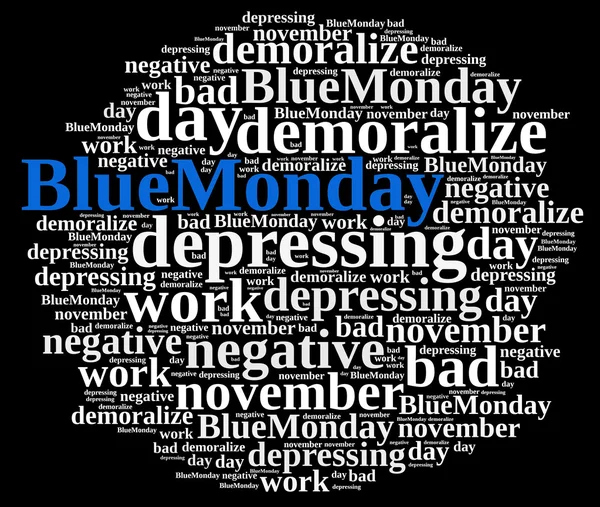Illustration with word cloud on Blue Monday. — Stock Photo, Image