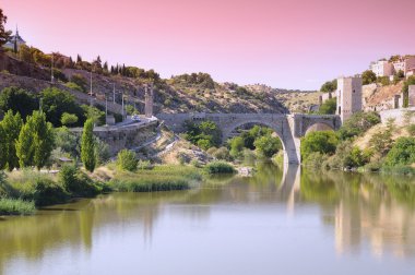 Alcantara bridge in Toledo, Spain. clipart