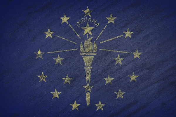 Indiana flagga målad med färgad krita på en svart tavla. — Stockfoto