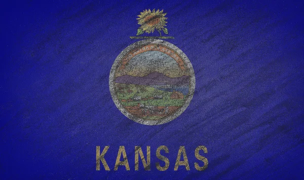 Drapeau du Kansas peint à la craie colorée sur un tableau noir . — Photo