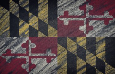 Bir kara tahta üzerinde renkli tebeşir ile boyalı Maryland bayrak. 