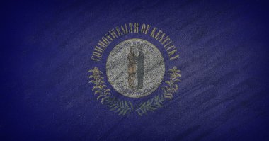 Kentucky bayrağı bir tahta üzerinde renkli tebeşir ile boyanmış. 