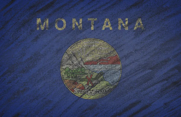 Drapeau du Montana peint à la craie colorée sur un tableau noir . — Photo