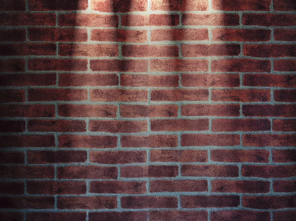 Red brickwall illuminated with lamps. 3D rendering. — Stock Photo, Image